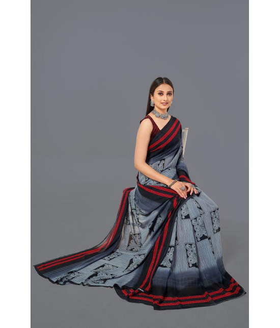 LEELAVATI - Grey Georgette Saree With Blouse Piece ( Pack of 1 ) - Grey