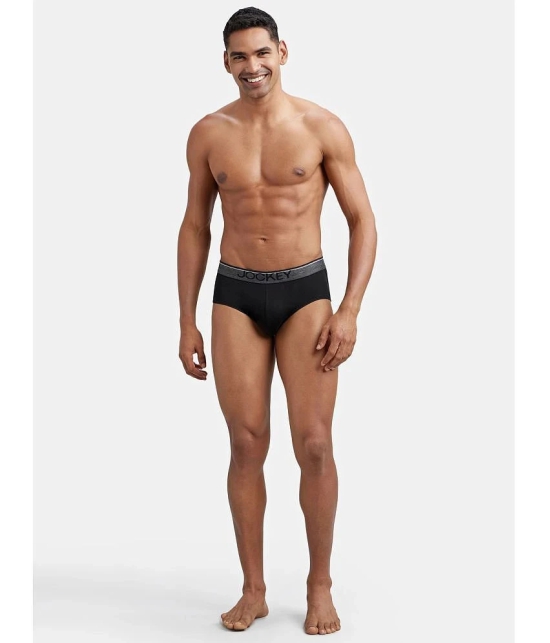 Jockey 8037 Men Super Combed Cotton Solid Brief with Ultrasoft Waistband - Black (Pack of 2) - None