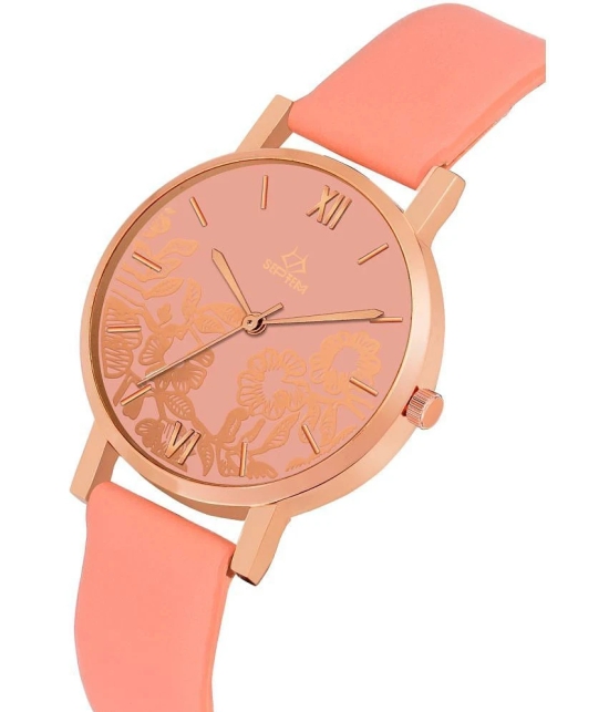 Septem Peach Leather Analog Womens Watch