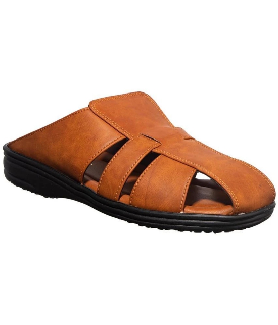 KHADIM Brown Synthetic Leather Sandals - None