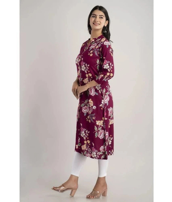 MAUKA - Purple Rayon Womens Front Slit Kurti ( Pack of 1 ) - None