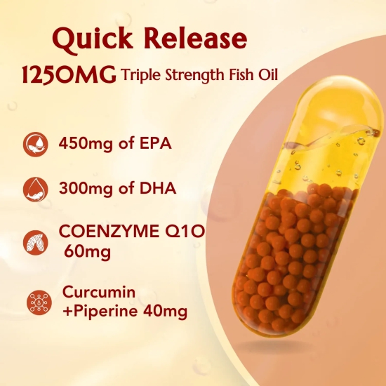 WishNew Wellness DAILY RITUAL with Triple Strength Fish Oil & CoQ-10 | Enhanced Heart & Brain Health | 60 Liquid Capsules with CoQ10 Pellets | High Potency Omega-3, EPA, DHA for Wellbeing