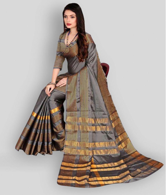 ofline selection - Grey Silk Blend Saree With Blouse Piece ( Pack of 1 ) - Grey