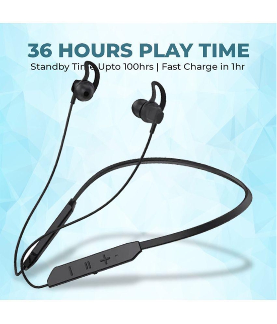 Tecsox Vibe Neckband In Ear Bluetooth Earphone 40 Hours Playback Bluetooth IPX4(Splash Proof) Powerfull Bass -Bluetooth V 5.1 Black