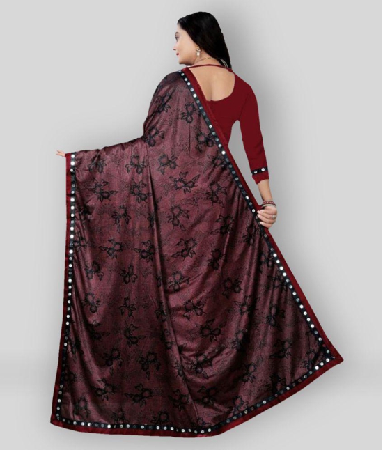 Gazal Fashions - Maroon Lycra Saree With Blouse Piece (Pack of 1)