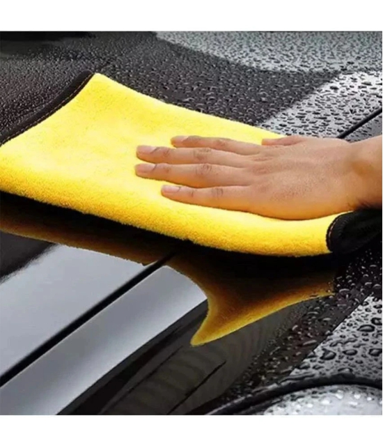 HOMETALES Yellow 600 GSM Drying Towel For Automobile ( Pack of 5 )