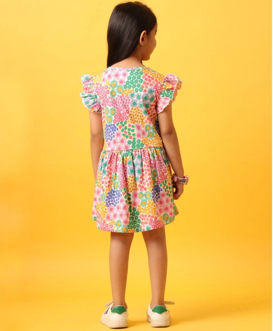 FLOWERS PRINT FRILL DRESS-PINK-10-12 YEARS / 1N / PINK