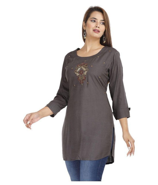 JC4U - Grey Melange Rayon Womens Straight Kurti ( Pack of 1 ) - XL