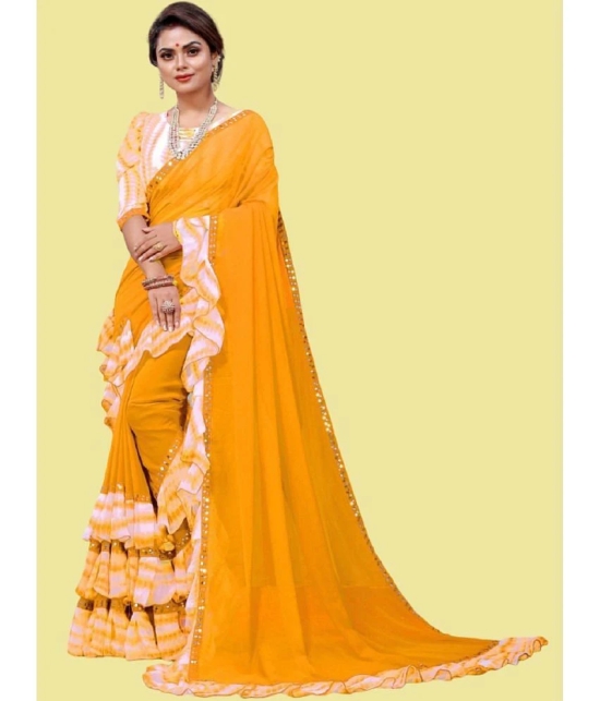 Apnisha Georgette Embellished Saree With Blouse Piece - Yellow ( Pack of 1 ) - Yellow