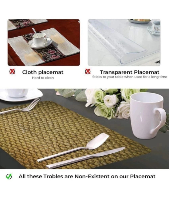 bulfyss PVC Textured Rectangle Table Mats ( 42 cm x 26 cm ) Pack of 6 - Green - Green