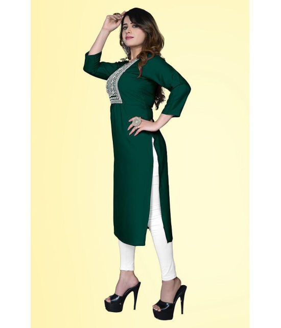 haya fashion - Green Rayon Women's Straight Kurti ( Pack of 1 ) - None