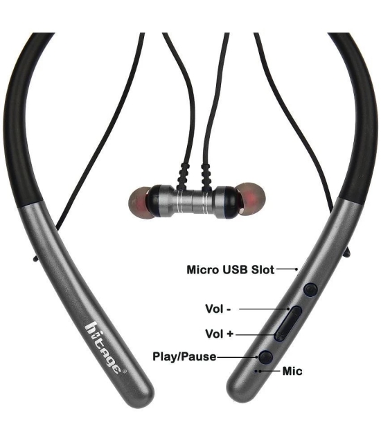 hitage NBT 6767 Bluetooth  Neckband In-the-ear Bluetooth Headset with Upto 30h Talktime Deep Bass - Grey - Grey