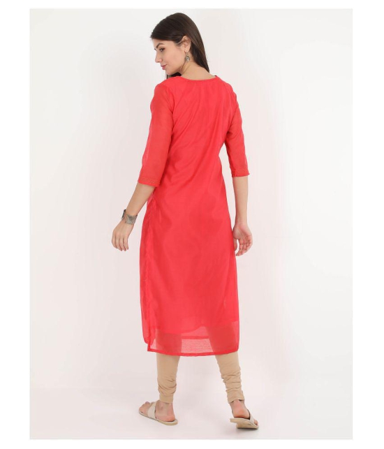 Alena - Red Silk Blend Women''s Straight Kurti - XXL