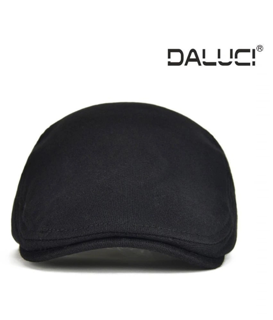 DALUCI Black Plain Cotton Caps - Black