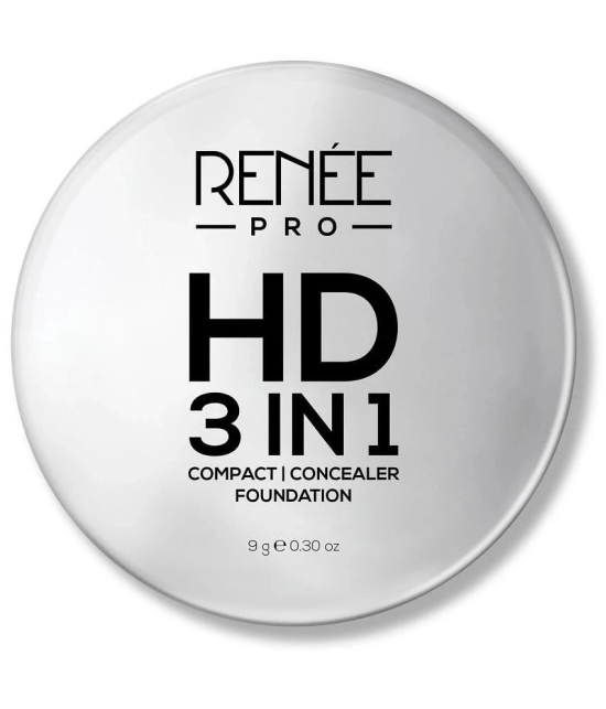 RENEE Pro HD 3-IN-1 Compact - Ivorie, Works as Concealer, Foundation & Powder, Matte Finish, 9 Gm