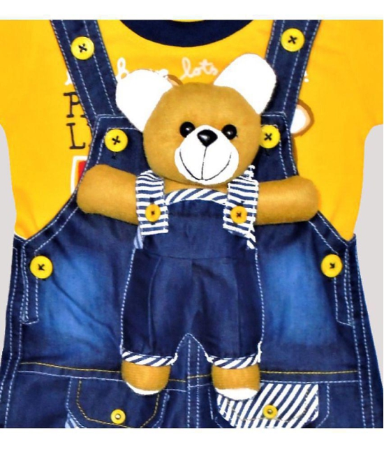 Wise Guys - Yellow & Blue Denim Baby Boy,Baby Girl Dungaree Sets ( Pack of 1 ) - None