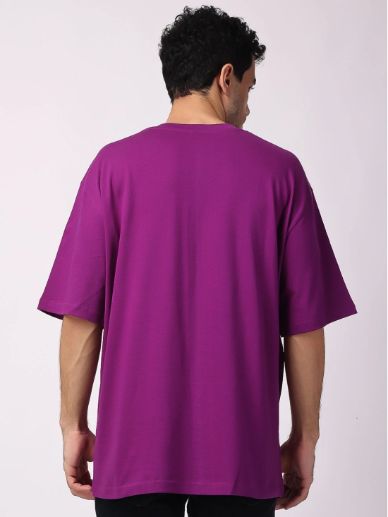 Purple Plain Oversized Drop Shoulder T-Shirt-M / Purple