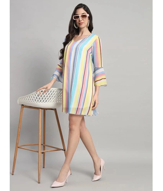 Curvydrobe Georgette Striped Mini Womens A-line Dress - Multi Color ( Pack of 1 ) - None