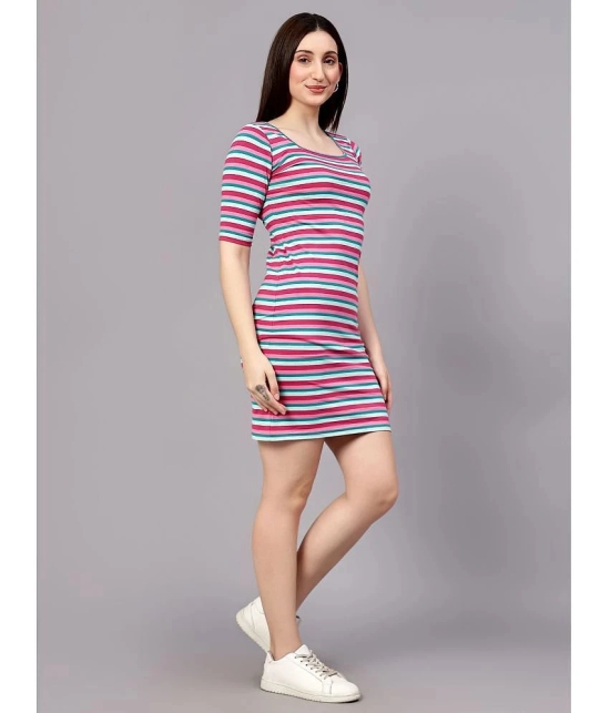 Diaz Cotton Blend Striped Mini Womens Bodycon Dress - Multicolor ( Pack of 1 ) - None