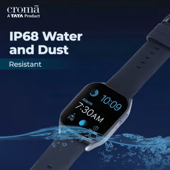 Croma Squad TS Smartwatch with Bluetooth Calling (46.9mm LCD Display, IP68 Water Resistant, Black Strap)