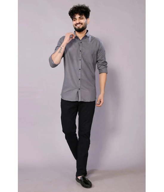 Anand Cotton Blend Regular Fit Solids Full Sleeves Mens Casual Shirt - Grey ( Pack of 1 ) - None