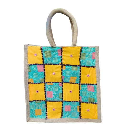 Fabric with Patchwork Jute bag