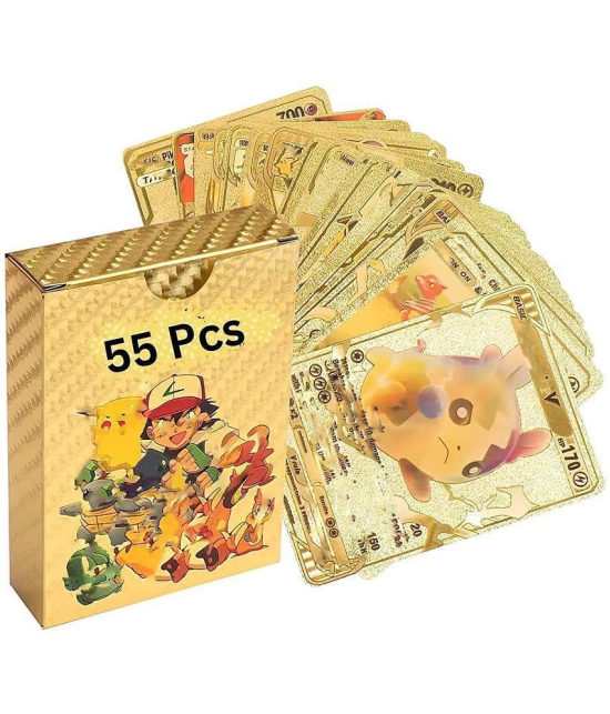 POKEMON Premium Quality Playing Cards 55 PCS Foil Card Assorted Cards TCG Deck Box - V Series Cards Vmax GX Rare Golden Cards and Common