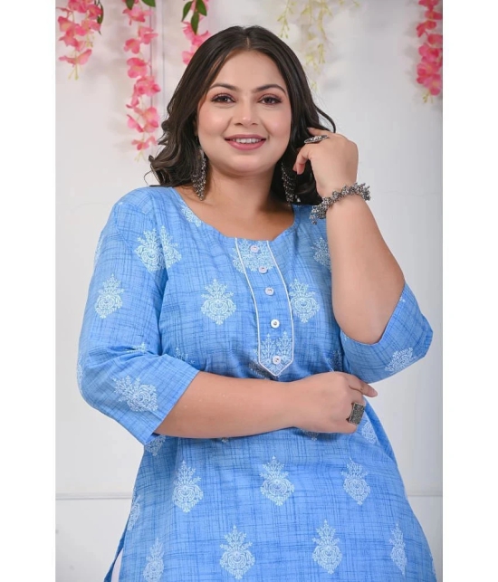 Swasti Cotton Printed Straight Womens Kurti - Blue ( Pack of 1 ) - None