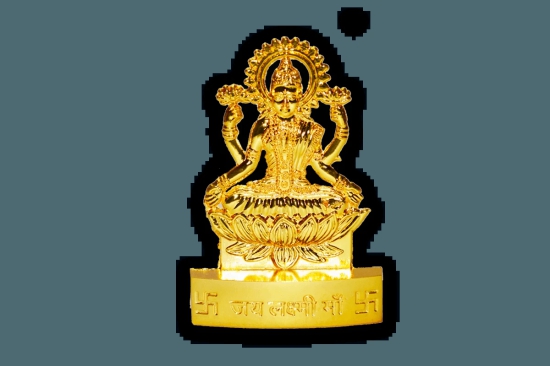 Goddess Lakshmi Standee-Big (4 inches) / Gold