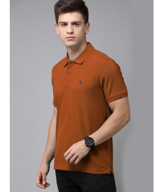 ADORATE Cotton Blend Regular Fit Solid Half Sleeves Mens Polo T Shirt - Rust ( Pack of 1 ) - None