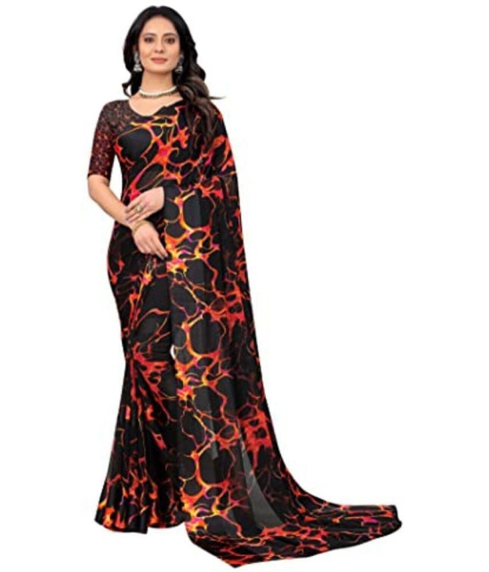 Sitanjali - Black Georgette Saree With Blouse Piece ( Pack of 1 ) - Black