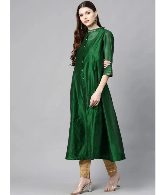 Juniper Chanderi Embellished Flared Womens Kurti - Green ( Pack of 1 ) - None