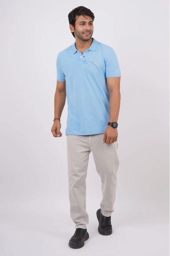 Men's Sky Blue Embroidery Polo T-Shirt