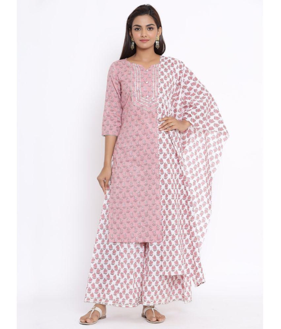 miravan - Pink Straight Cotton Women's Stitched Salwar Suit ( Pack of 1 ) - None