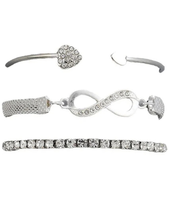 FASHION FRILL Silver Bracelet ( Pack of 3 ) - None