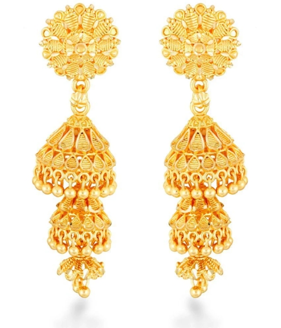 VIVASTRI Golden Jhumki Earrings ( Pack of 1 ) - Golden