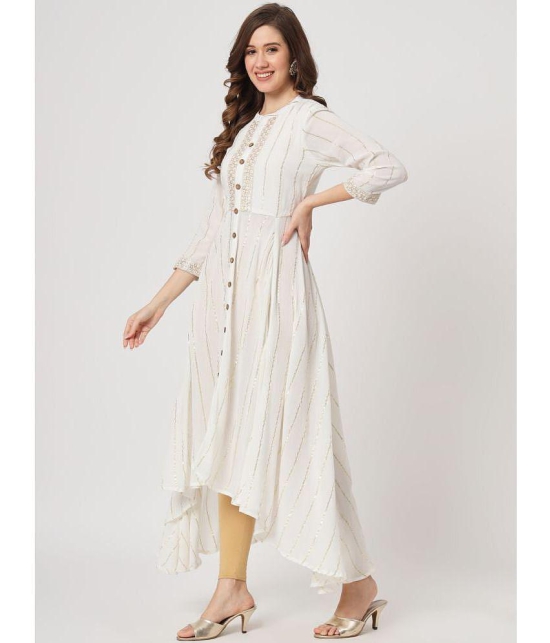 AMIRA''S INDIAN ETHNICWEAR - Off White Straight Viscose Women''s Stitched Ethnic Gown ( Pack of 1 ) - None