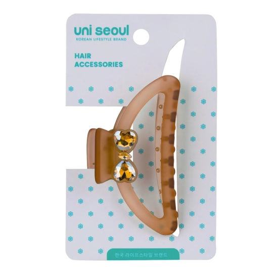 Korean Sparkling Crystal Bow Hair Clutcher-Brown