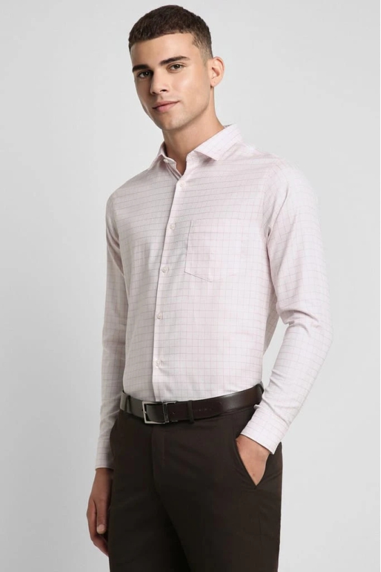 Men Pink Slim Fit Formal Full Sleeves Formal Shirt