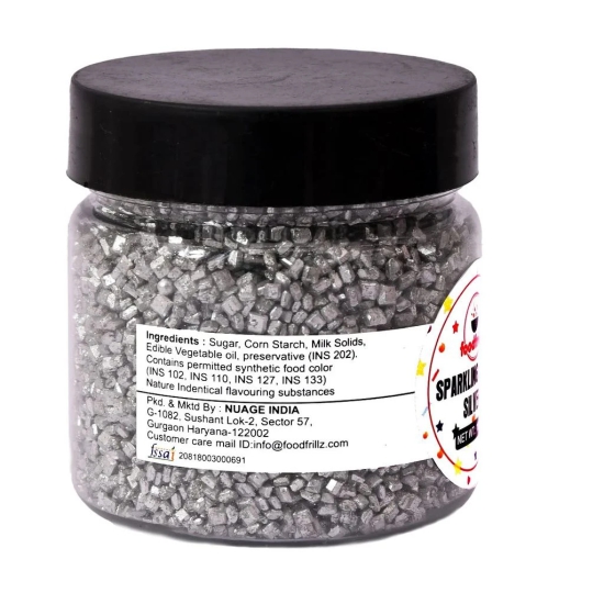 foodfrillz Sparkling Sugar Sprinkles-Silver, 100 g