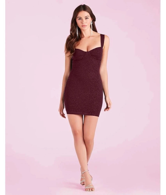 Addyvero Polyester Embellished Mini Womens Bodycon Dress - Maroon ( Pack of 1 ) - None