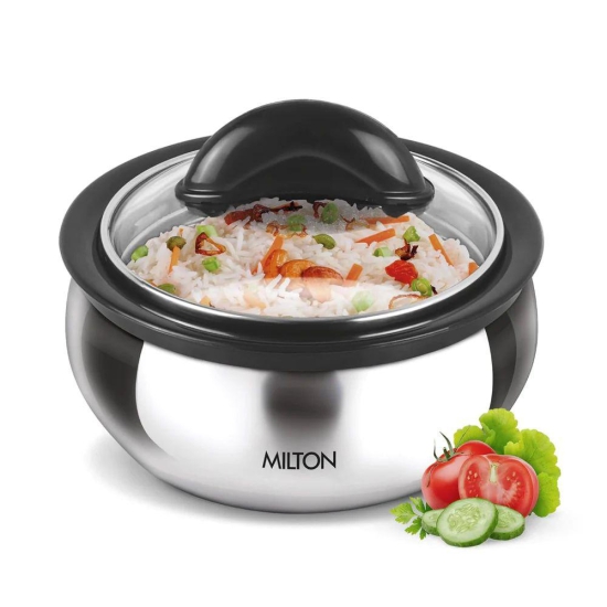 Milton Clarion Stainless Steel Insulated Casserole with Glass Lid | Silver | 1 Pc