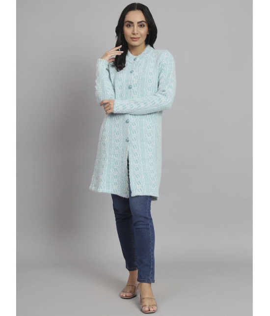 eWools.in Woollen Round Neck Women''s Buttoned Cardigans - Blue ( ) - None