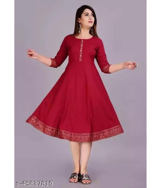 Smien - Maroon Rayon Women''s Anarkali Kurti ( Pack of 1 ) - None