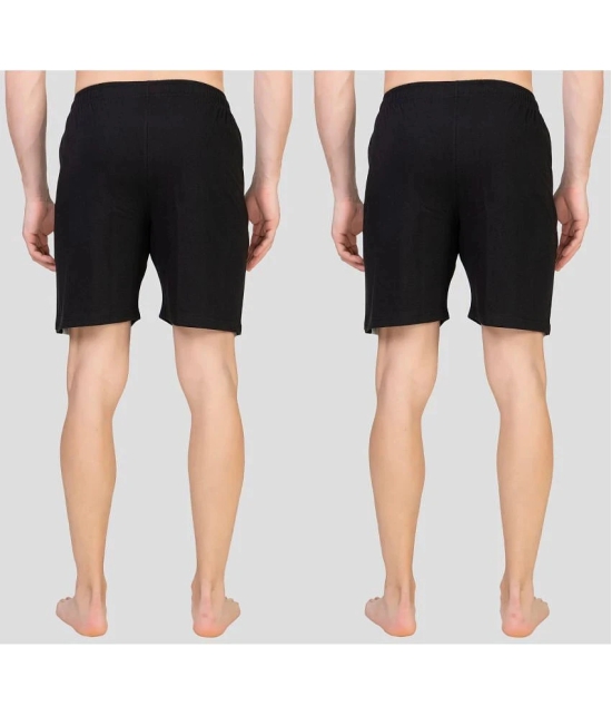 Zeffit - Black Cotton Blend Mens Shorts ( Pack of 2 ) - None