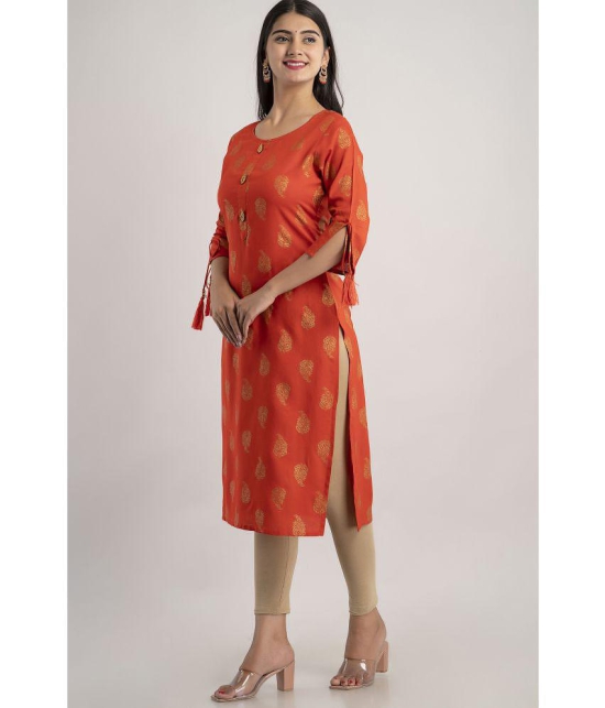 MAUKA - Orange Rayon Women's Straight Kurti ( Pack of 1 ) - None