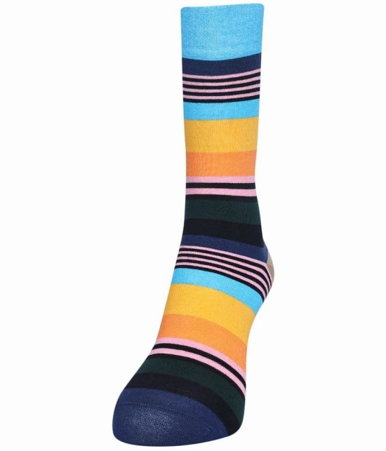 Dollar - Cotton Mens Striped Blue Full Length Socks ( Pack of 5 ) - Blue