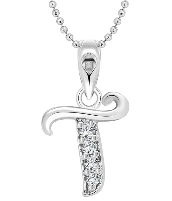 Vighnaharta T Alphabet Rhodium Plated Pendant - [VFJ1127PR]