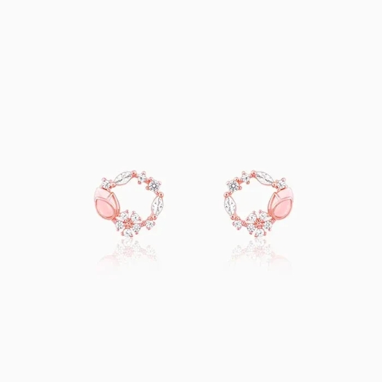 Rose Gold Drop Wreath Studs