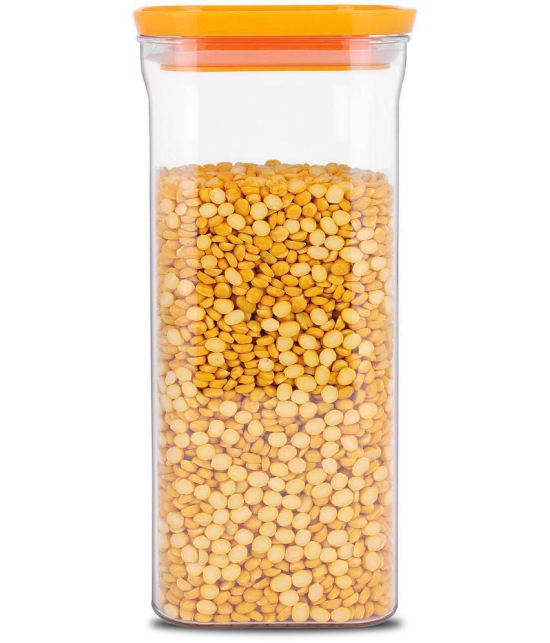 HomePro - Square Container | Airtight | Silicone Cap | Orange | Plastic Utility Container | Set of 2 - 1500 ml - Orange